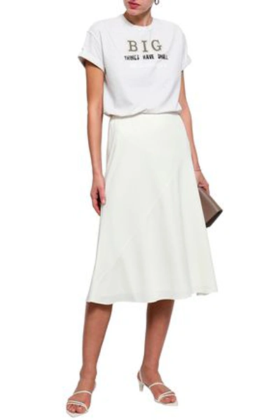 Shop Brunello Cucinelli Woman Appliquéd Printed Stretch-cotton Jersey T-shirt Off-white