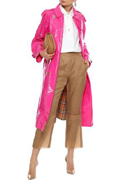 Burberry Woman Neon Glossed-cotton Trench Coat Bright Pink | ModeSens