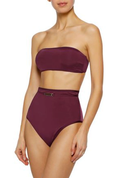 Shop Diane Von Furstenberg Woman Belted High-rise Bikini Briefs Plum