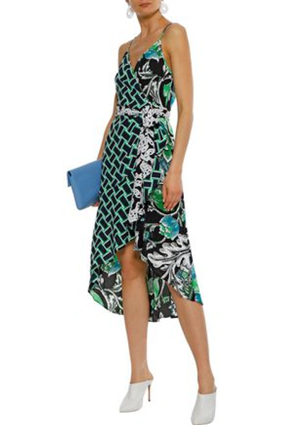 Shop Diane Von Furstenberg Katsia Asymmetric Printed Crepe De Chine Wrap Dress In Multicolor