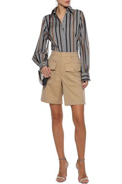 Shop Chloé Woman Wool-twill Shorts Sand