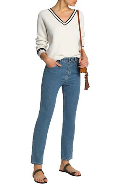 Shop Chloé High-rise Slim-leg Jeans In Mid Denim