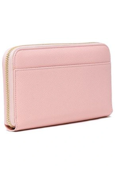 Shop Dolce & Gabbana Embellished Textured-leather Continental Wallet In Pastel Pink