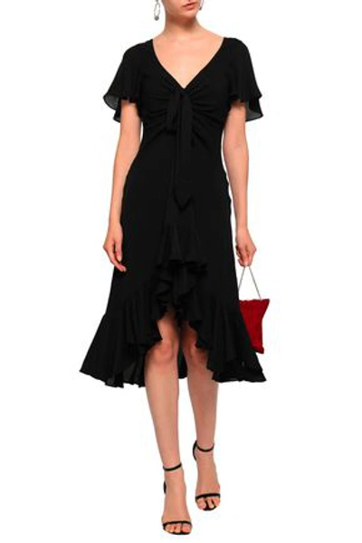 Shop Cinq À Sept Knotted Silk Crepe De Chine Dress In Black