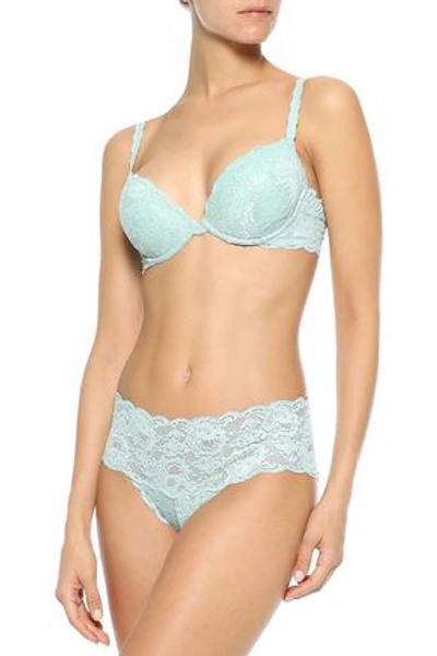 Shop Cosabella Never Say Never Lace Push-up Bra In Mint