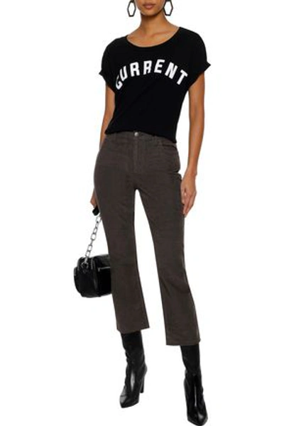Shop Current Elliott Current/elliott Woman Cropped Cotton-blend Corduroy Straight-leg Pants Dark Gray
