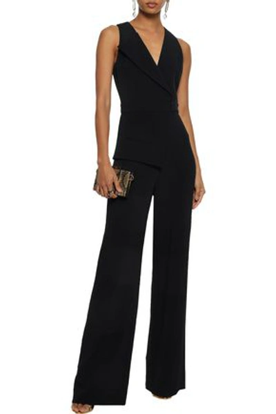 Shop Cushnie Woman Wrap-effect Stretch-crepe Jumpsuit Black