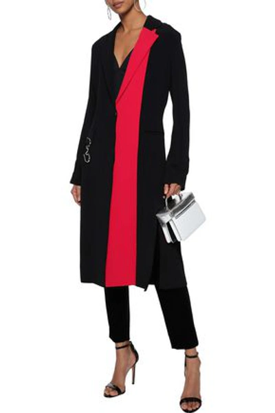 Shop Cushnie Woman Embellished Two-tone Crepe Coat Black