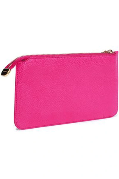 Shop Dolce & Gabbana Woman Pebbled-leather Clutch Bright Pink