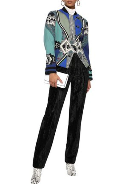 Shop Etro Woman Printed Wool-blend Jacket Cobalt Blue
