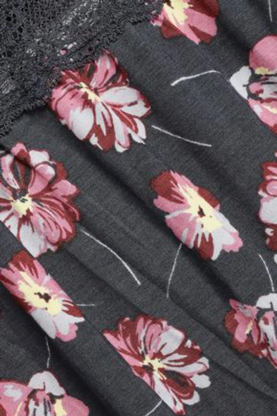 Shop Eberjey Woman Veranda Chantilly Lace-trimmed Floral-print Stretch-modal Camisole Dark Gray