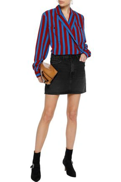 Shop Frame Woman Le Mini Denim Mini Skirt Black