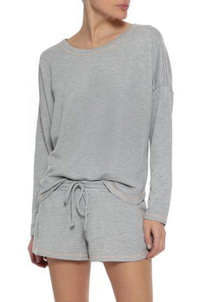 Shop Eberjey Woman Gabriela The Runner French Cotton-terry Pajama Shorts Light Gray