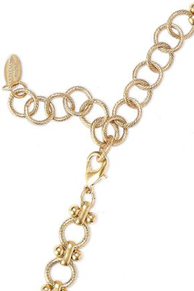 Shop Elizabeth Cole Woman 24-karat Gold-plated Crystal And Faux Pearl Choker White
