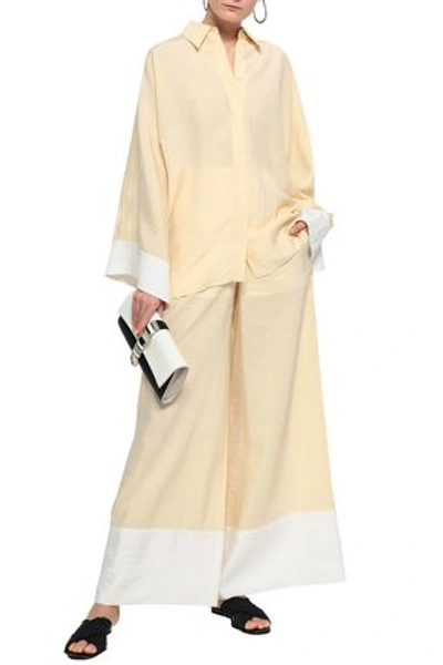 Shop Emilio Pucci Two-tone Crinkled Silk-blend Shirt In Cream