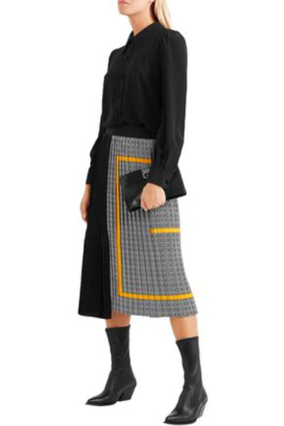 Shop Givenchy Asymmetric Pleated Printed Silk Crepe De Chine Midi Skirt In Black