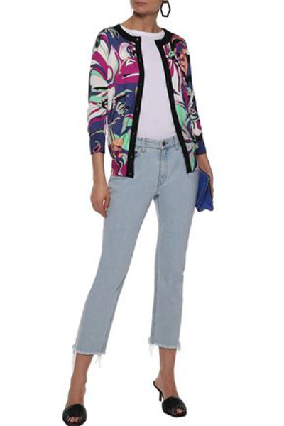 Shop Emilio Pucci Woman Printed Silk And Cashmere-blend Cardigan Multicolor