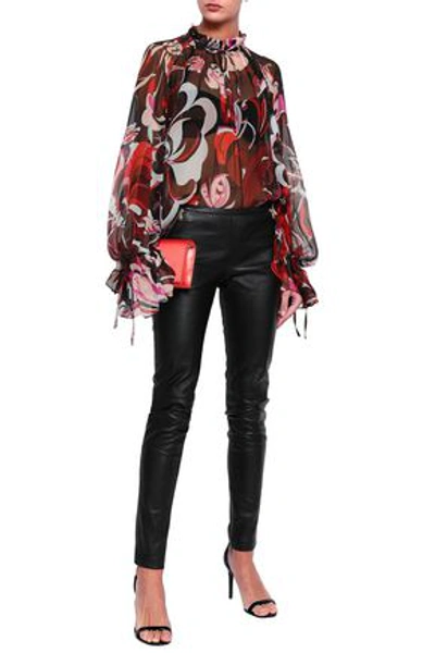 Shop Emilio Pucci Woman Printed Silk-georgette Blouse Black