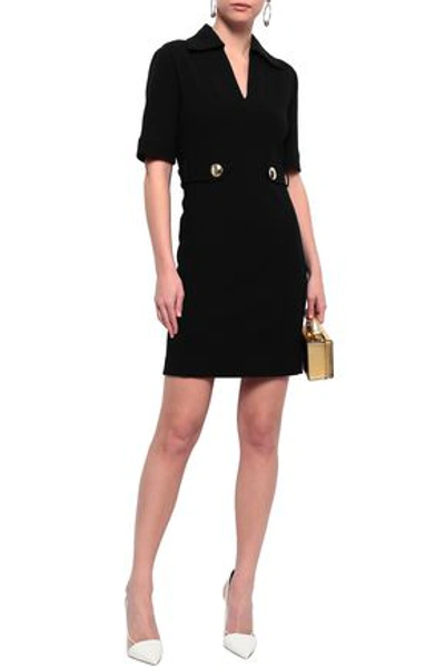 Shop Emilio Pucci Woman Embellished Stretch-wool Mini Dress Black