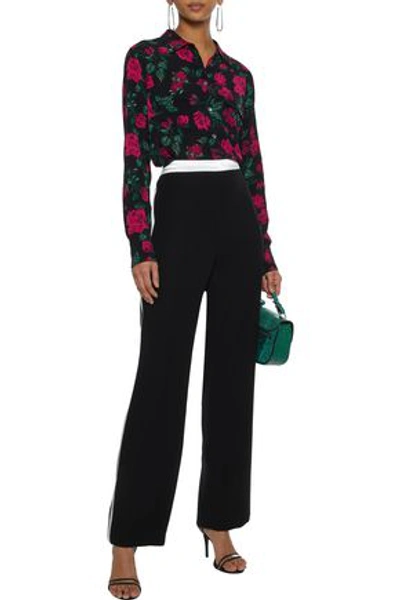 Shop Equipment Woman Slim Signature Floral-print Washed Crepe De Chine Shirt Black