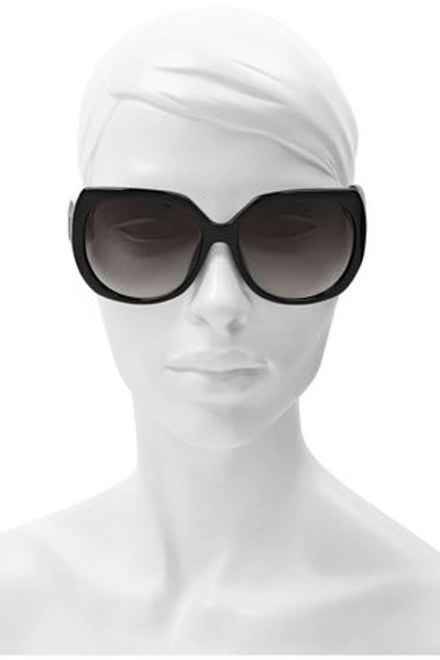 Shop Fendi Woman D-frame Crystal-embellished Acetate Sunglasses Black