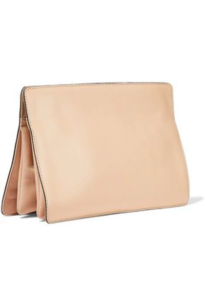 Shop Givenchy Woman Gv Washed-leather Clutch Beige
