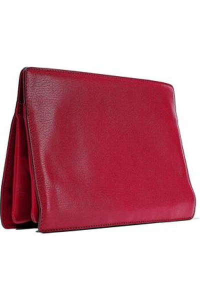 Shop Givenchy Woman Gv Washed-leather Clutch Crimson