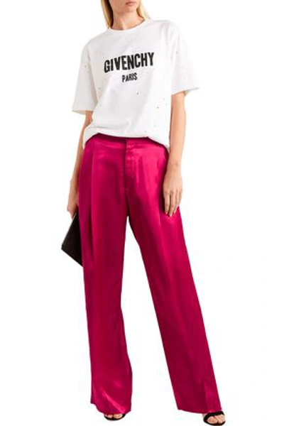 Shop Givenchy Satin Wide-leg Pants In Fuchsia