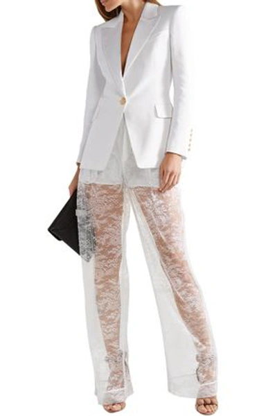 Shop Givenchy Chantilly Lace Wide-leg Pants In White
