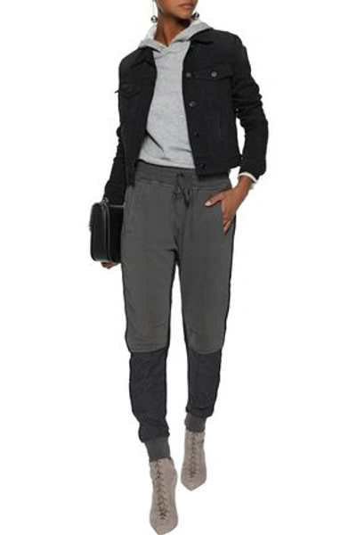 Shop Haider Ackermann Woman Twill-paneled French Cotton-terry Track Pants Gray