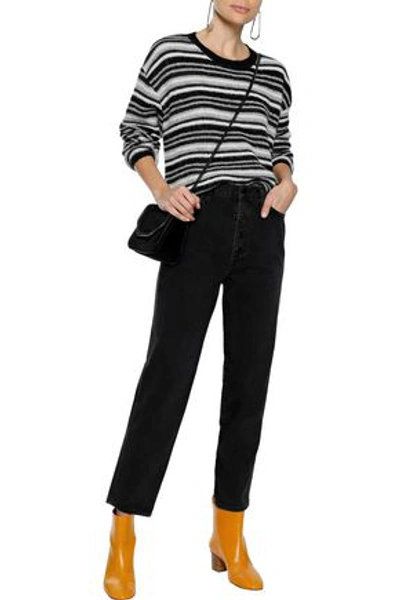 Shop J Brand Cropped Faded High-rise Straight-leg Jeans In Black
