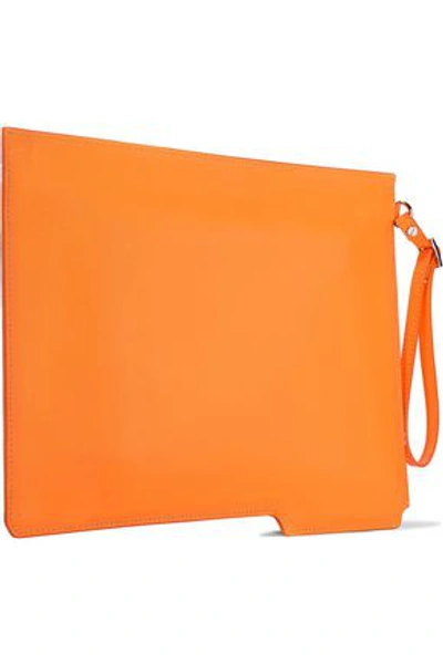 Shop Helmut Lang Folder Leather Clutch In Orange