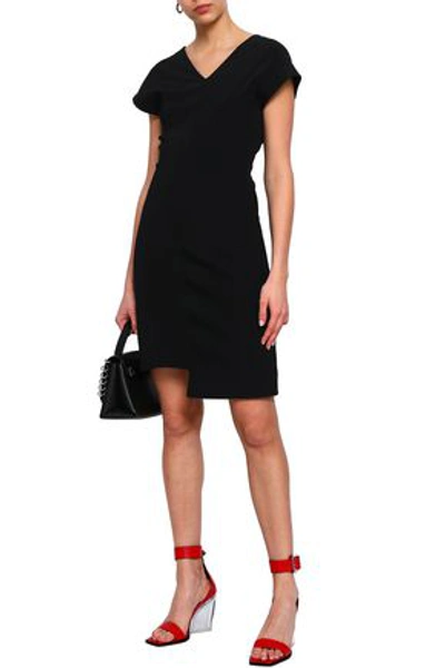 Shop Helmut Lang Asymmetric Crepe Mini Dress In Black