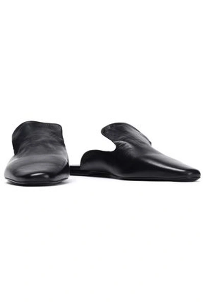 Shop Jil Sander Leather Slippers In Black