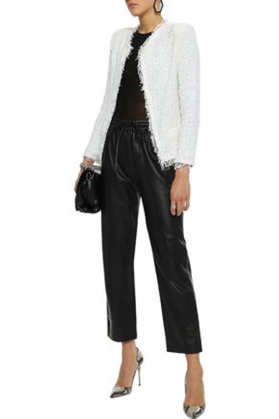 Shop Iro Woman Shavani Frayed Cotton-blend Bouclé-tweed Jacket Off-white