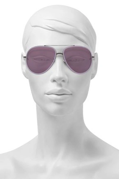 Shop Linda Farrow Woman Aviator-style Gunmetal-tone And Acetate Sunglasses Violet