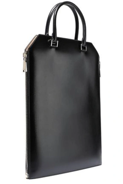 Shop Jil Sander Woman Zip-detailed Leather Tote Black