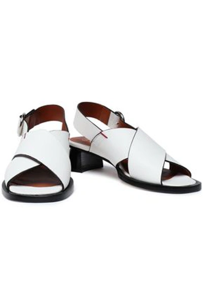 Shop Joseph Cross Leather Slingback Sandals In White