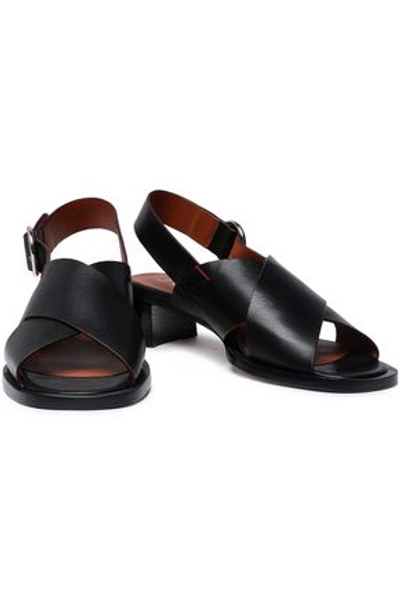 Shop Joseph Woman Cross Leather Slingback Sandals Black