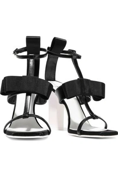 Shop Lanvin Woman Bow-embellished Leather Sandals Black