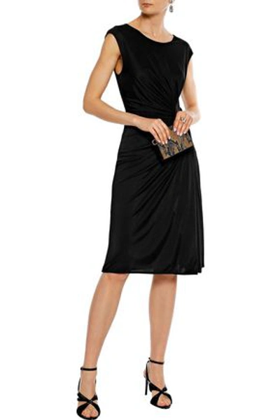 Shop Lanvin Woman Ruched Satin-jersey Dress Black
