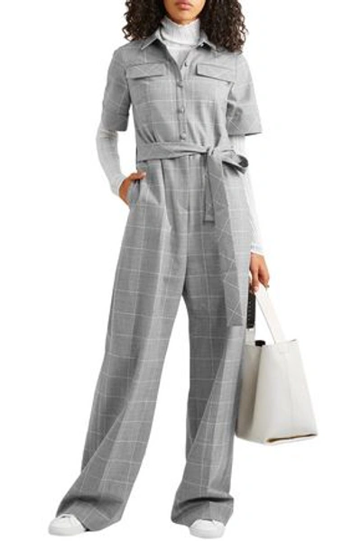 Shop Lela Rose Woman Checked Cady Jumpsuit Gray