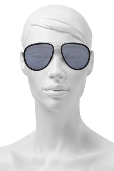 Shop Linda Farrow Aviator-style Silver-tone And Acetate Sunglasses In Black