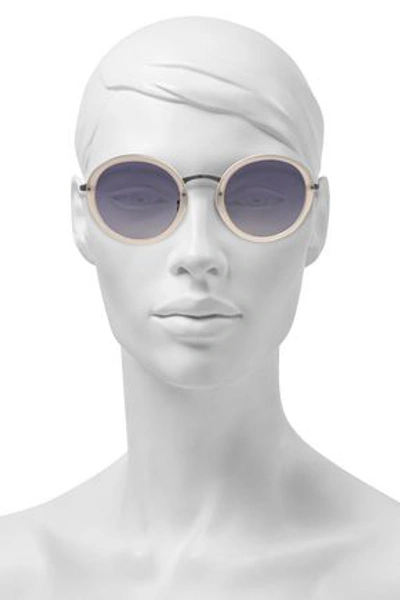 Shop Linda Farrow Woman Round-frame Gunmetal-tone And Acetate Sunglasses Gray