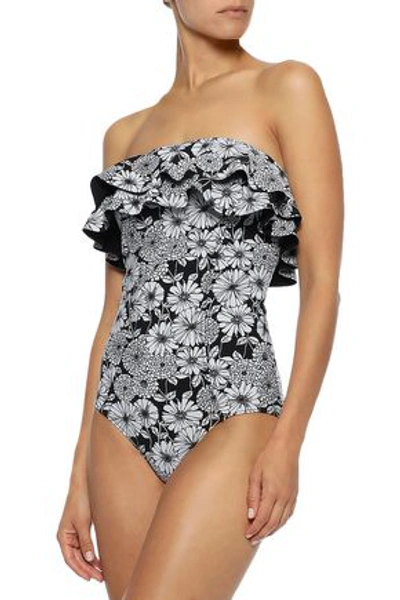 Shop Lisa Marie Fernandez Woman Sabine Strapless Ruffled Swimsuit Black