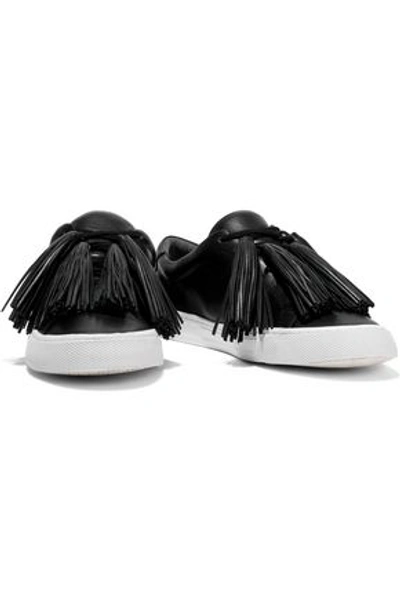 Shop Loeffler Randall Logan Tasseled Leather Sneakers In Black