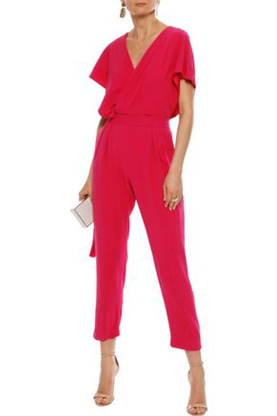 Shop Max Mara Woman Verusca Wrap-effect Cropped Crepe Jumpsuit Red