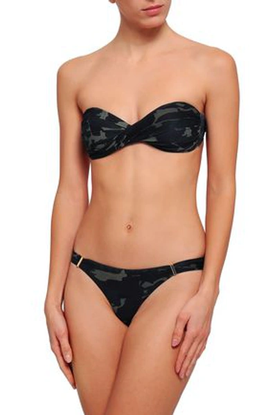 Shop Melissa Odabash Martinique Twist-front Printed Bandeau Bikini Top In Army Green