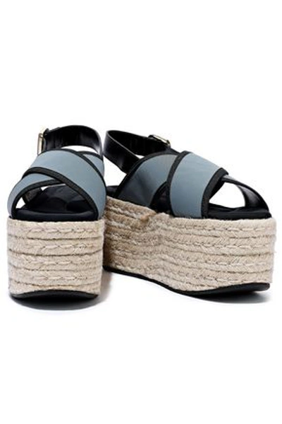 Shop Marni Woman Leather-trimmed Scuba Platform Sandals Anthracite