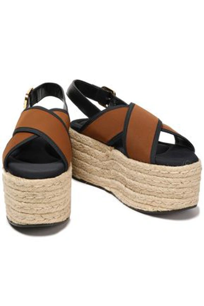 Shop Marni Woman Leather-trimmed Scuba Platform Sandals Brown